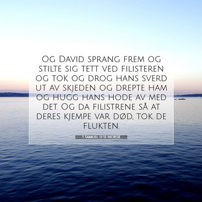 Picture 07 - 1 Samuel 17:51 NORSK - Og David sprang frem og stilte sig tett ved - Bible Verse Picture