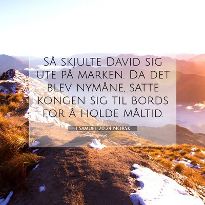 Picture 07 - 1 Samuel 20:24 NORSK - Så skjulte David sig ute på marken. Da det blev - Bible Verse Picture