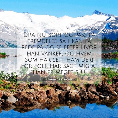 Picture 07 - 1 Samuel 23:22 NORSK - Dra nu bort og pass på fremdeles, så I kan få - Bible Verse Picture