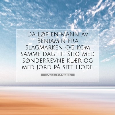 Picture 07 - 1 Samuel 4:12 NORSK - Da løp en mann av Benjamin fra slagmarken og kom - Bible Verse Picture
