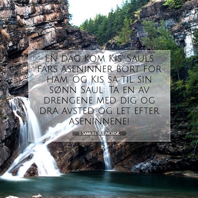 Picture 07 - 1 Samuel 9:3 NORSK - En dag kom Kis' Sauls fars aseninner bort for - Bible Verse Picture