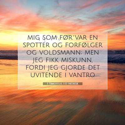 Picture 07 - 1 Timoteus 1:13 NORSK - mig som før var en spotter og forfølger og - Bible Verse Picture