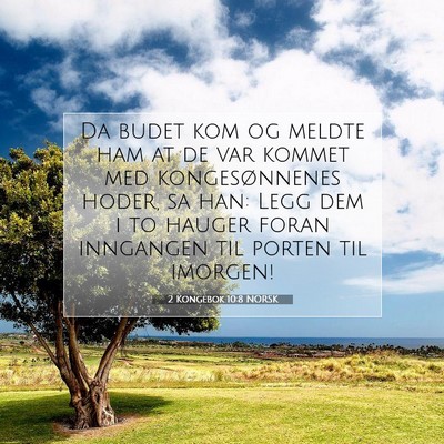 Picture 07 - 2 Kongebok 10:8 NORSK - Da budet kom og meldte ham at de var kommet med - Bible Verse Picture