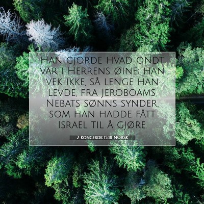 Picture 07 - 2 Kongebok 15:18 NORSK - Han gjorde hvad ondt var i Herrens øine; han vek - Bible Verse Picture
