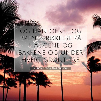 Picture 07 - 2 Kongebok 16:4 NORSK - og han ofret og brente røkelse på haugene og - Bible Verse Picture