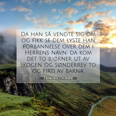 Picture 07 - 2 Kongebok 2:24 NORSK - Da han så vendte sig om og fikk se dem, lyste - Bible Verse Picture