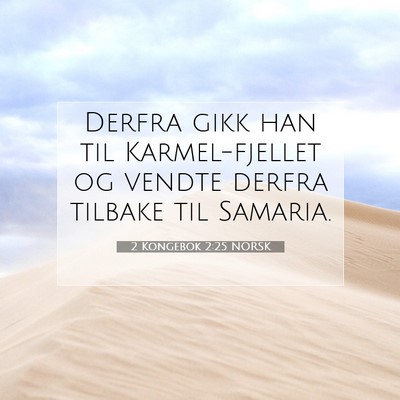 Picture 07 - 2 Kongebok 2:25 NORSK - Derfra gikk han til Karmel-fjellet og vendte - Bible Verse Picture