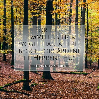 Picture 07 - 2 Kongebok 21:5 NORSK - For hele himmelens hær bygget han altere i begge - Bible Verse Picture