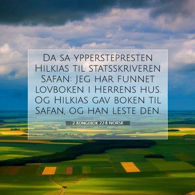 Picture 07 - 2 Kongebok 22:8 NORSK - Da sa ypperstepresten Hilkias til statsskriveren - Bible Verse Picture