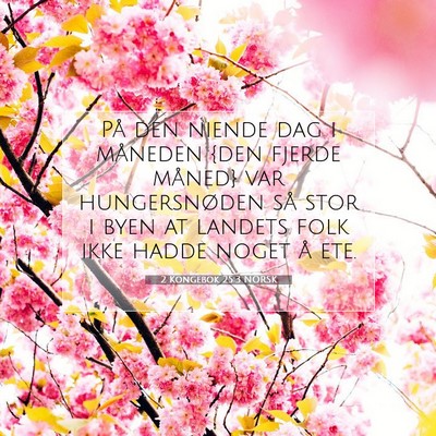 Picture 07 - 2 Kongebok 25:3 NORSK - På den niende dag i måneden {den fjerde måned} - Bible Verse Picture