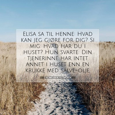 Picture 07 - 2 Kongebok 4:2 NORSK - Elisa sa til henne: Hvad kan jeg gjøre for dig? - Bible Verse Picture