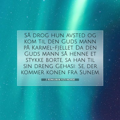 Picture 07 - 2 Kongebok 4:25 NORSK - Så drog hun avsted og kom til den Guds mann på - Bible Verse Picture