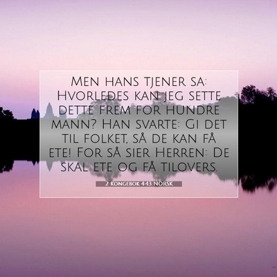Picture 07 - 2 Kongebok 4:43 NORSK - Men hans tjener sa: Hvorledes kan jeg sette dette - Bible Verse Picture