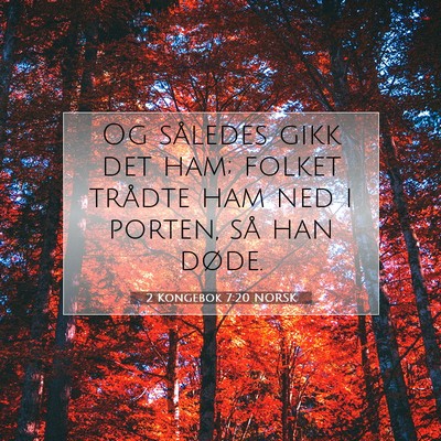 Picture 07 - 2 Kongebok 7:20 NORSK - Og således gikk det ham; folket trådte ham ned - Bible Verse Picture