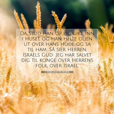 Picture 07 - 2 Kongebok 9:6 NORSK - Da stod han op og gikk inn i huset, og han helte - Bible Verse Picture