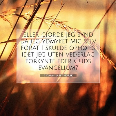 Picture 07 - 2 Korinter 11:7 NORSK - Eller gjorde jeg synd da jeg ydmyket mig selv - Bible Verse Picture