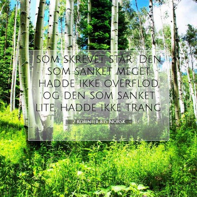 Picture 07 - 2 Korinter 8:15 NORSK - som skrevet står: Den som sanket meget, hadde - Bible Verse Picture