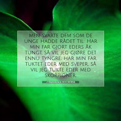 Picture 07 - 2 Krønikebok 10:14 NORSK - men svarte dem som de unge hadde rådet til: Har - Bible Verse Picture