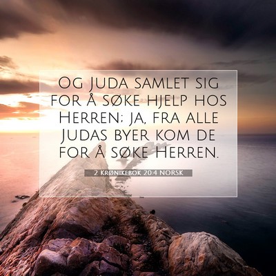 Picture 07 - 2 Krønikebok 20:4 NORSK - Og Juda samlet sig for å søke hjelp hos Herren; - Bible Verse Picture
