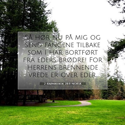 Picture 07 - 2 Krønikebok 28:11 NORSK - Så hør nu på mig og send fangene tilbake som I - Bible Verse Picture