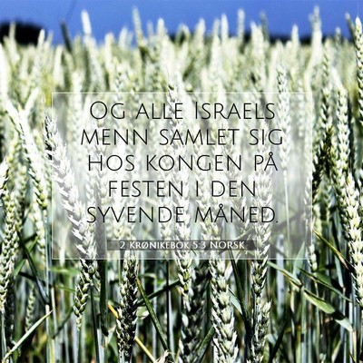 Picture 07 - 2 Krønikebok 5:3 NORSK - Og alle Israels menn samlet sig hos kongen på - Bible Verse Picture