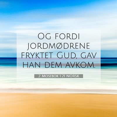 Picture 07 - 2 Mosebok 1:21 NORSK - Og fordi jordmødrene fryktet Gud, gav han dem - Bible Verse Picture