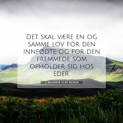 Picture 07 - 2 Mosebok 12:49 NORSK - Det skal være en og samme lov for den innfødte - Bible Verse Picture