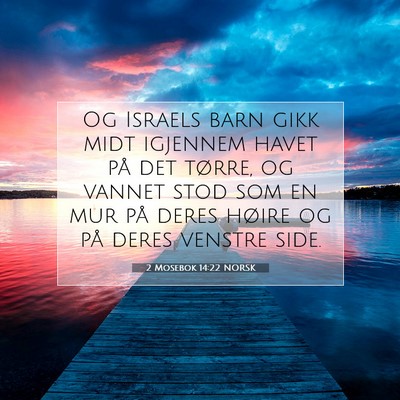 Picture 07 - 2 Mosebok 14:22 NORSK - Og Israels barn gikk midt igjennem havet på det - Bible Verse Picture