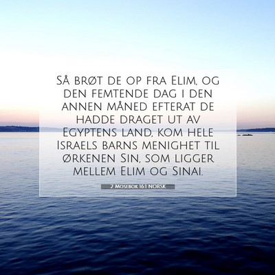 Picture 07 - 2 Mosebok 16:1 NORSK - Så brøt de op fra Elim, og den femtende dag i - Bible Verse Picture