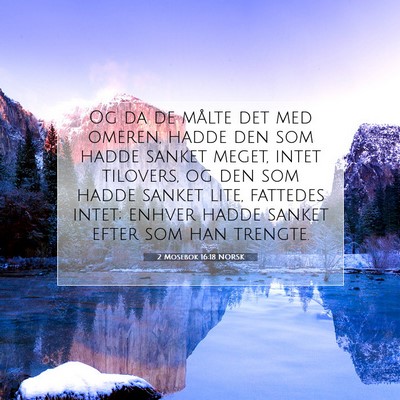 Picture 07 - 2 Mosebok 16:18 NORSK - Og da de målte det med omeren, hadde den som - Bible Verse Picture