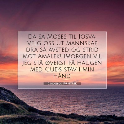Picture 07 - 2 Mosebok 17:9 NORSK - Da sa Moses til Josva: Velg oss ut mannskap, dra - Bible Verse Picture