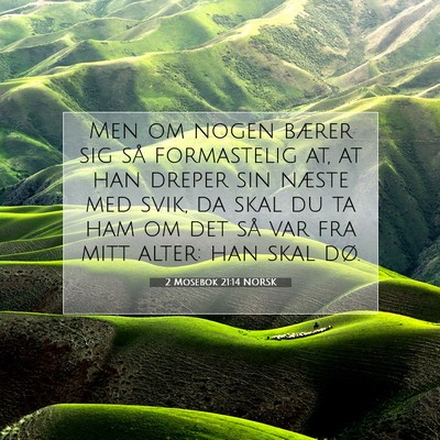 Picture 07 - 2 Mosebok 21:14 NORSK - Men om nogen bærer sig så formastelig at, at - Bible Verse Picture