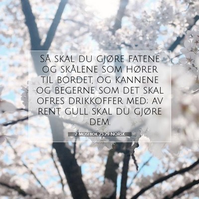 Picture 07 - 2 Mosebok 25:29 NORSK - Så skal du gjøre fatene og skålene som hører - Bible Verse Picture