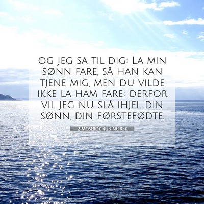 Picture 07 - 2 Mosebok 4:23 NORSK - og jeg sa til dig: La min sønn fare, så han kan - Bible Verse Picture
