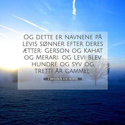 Picture 07 - 2 Mosebok 6:16 NORSK - Og dette er navnene på Levis sønner efter deres - Bible Verse Picture