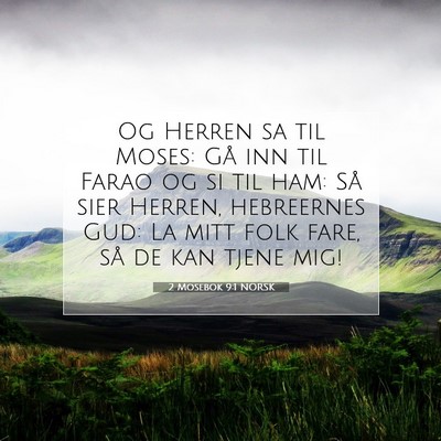 Picture 07 - 2 Mosebok 9:1 NORSK - Og Herren sa til Moses: Gå inn til Farao og si - Bible Verse Picture