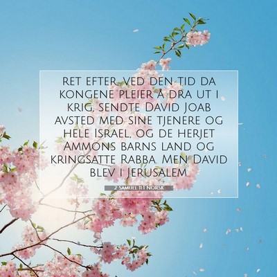 Picture 07 - 2 Samuel 11:1 NORSK - ret efter, ved den tid da kongene pleier å dra - Bible Verse Picture