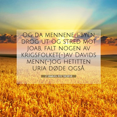 Picture 07 - 2 Samuel 11:17 NORSK - Og da mennene i byen drog ut og stred mot Joab, - Bible Verse Picture