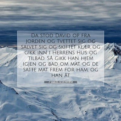 Picture 07 - 2 Samuel 12:20 NORSK - Da stod David op fra jorden og tvettet sig og - Bible Verse Picture
