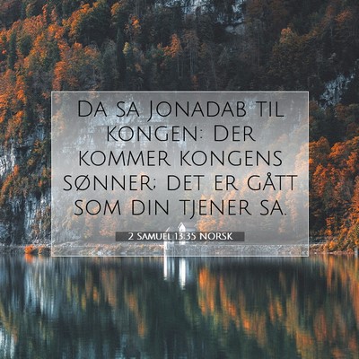 Picture 07 - 2 Samuel 13:35 NORSK - Da sa Jonadab til kongen: Der kommer kongens - Bible Verse Picture