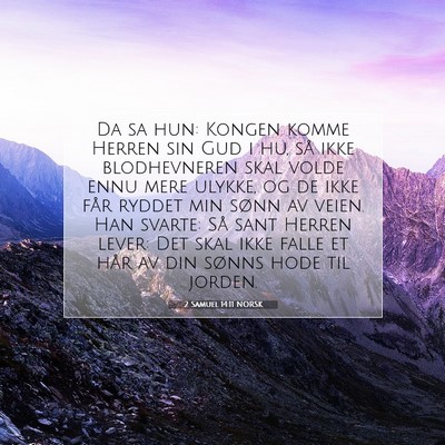 Picture 07 - 2 Samuel 14:11 NORSK - Da sa hun: Kongen komme Herren sin Gud i hu, så - Bible Verse Picture