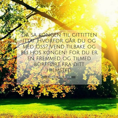 Picture 07 - 2 Samuel 15:19 NORSK - Da sa kongen til gittitten Ittai: Hvorfor går du - Bible Verse Picture