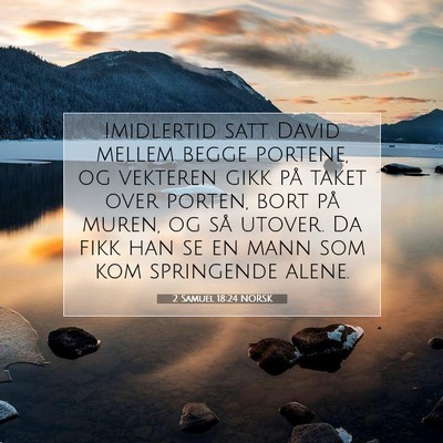 Picture 07 - 2 Samuel 18:24 NORSK - Imidlertid satt David mellem begge portene, og - Bible Verse Picture