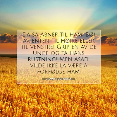 Picture 07 - 2 Samuel 2:21 NORSK - Da sa Abner til ham: Bøi av, enten til høire - Bible Verse Picture
