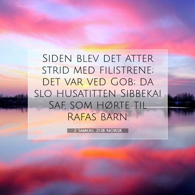 Picture 07 - 2 Samuel 21:18 NORSK - Siden blev det atter strid med filistrene; det - Bible Verse Picture
