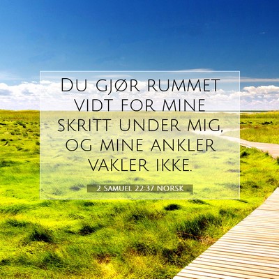 Picture 07 - 2 Samuel 22:37 NORSK - Du gjør rummet vidt for mine skritt under mig, - Bible Verse Picture