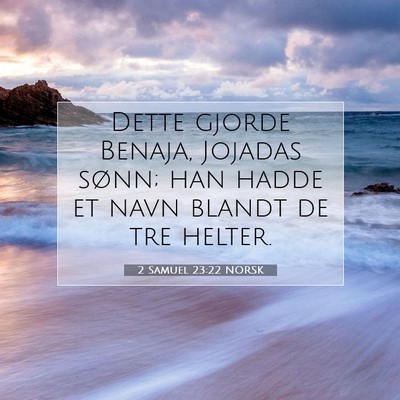Picture 07 - 2 Samuel 23:22 NORSK - Dette gjorde Benaja, Jojadas sønn; han hadde et - Bible Verse Picture