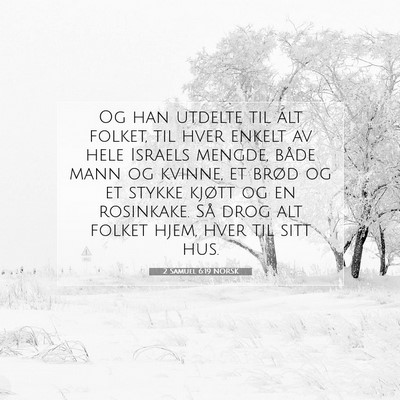Picture 07 - 2 Samuel 6:19 NORSK - Og han utdelte til alt folket, til hver enkelt av - Bible Verse Picture