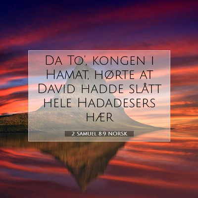Picture 07 - 2 Samuel 8:9 NORSK - Da To', kongen i Hamat, hørte at David hadde - Bible Verse Picture