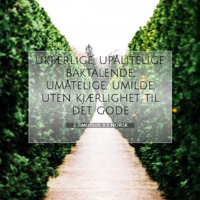 Picture 07 - 2 Timoteus 3:3 NORSK - ukjærlige, upålitelige, baktalende, umåtelige, - Bible Verse Picture